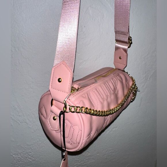 NWT Juicy Couture Quilted Taffy Pink Juicy Chain Barrel Crossbody Bag - Picture 6 of 8